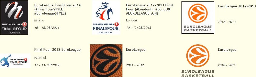 A través de este enlace podréis acceder a los Monográficos de la Antigua vuestrobasket.com relacionados con la EuroLeague: Regular Seasons, Tops 16, Playoffs y Finals For
