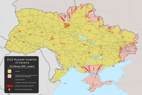 Viewsridge - Trabajo propio, derivate of Russo-Ukraine Conflict (2014-present).svg de Rr016 based on map provided by BNO News (es.wikipedia.org)